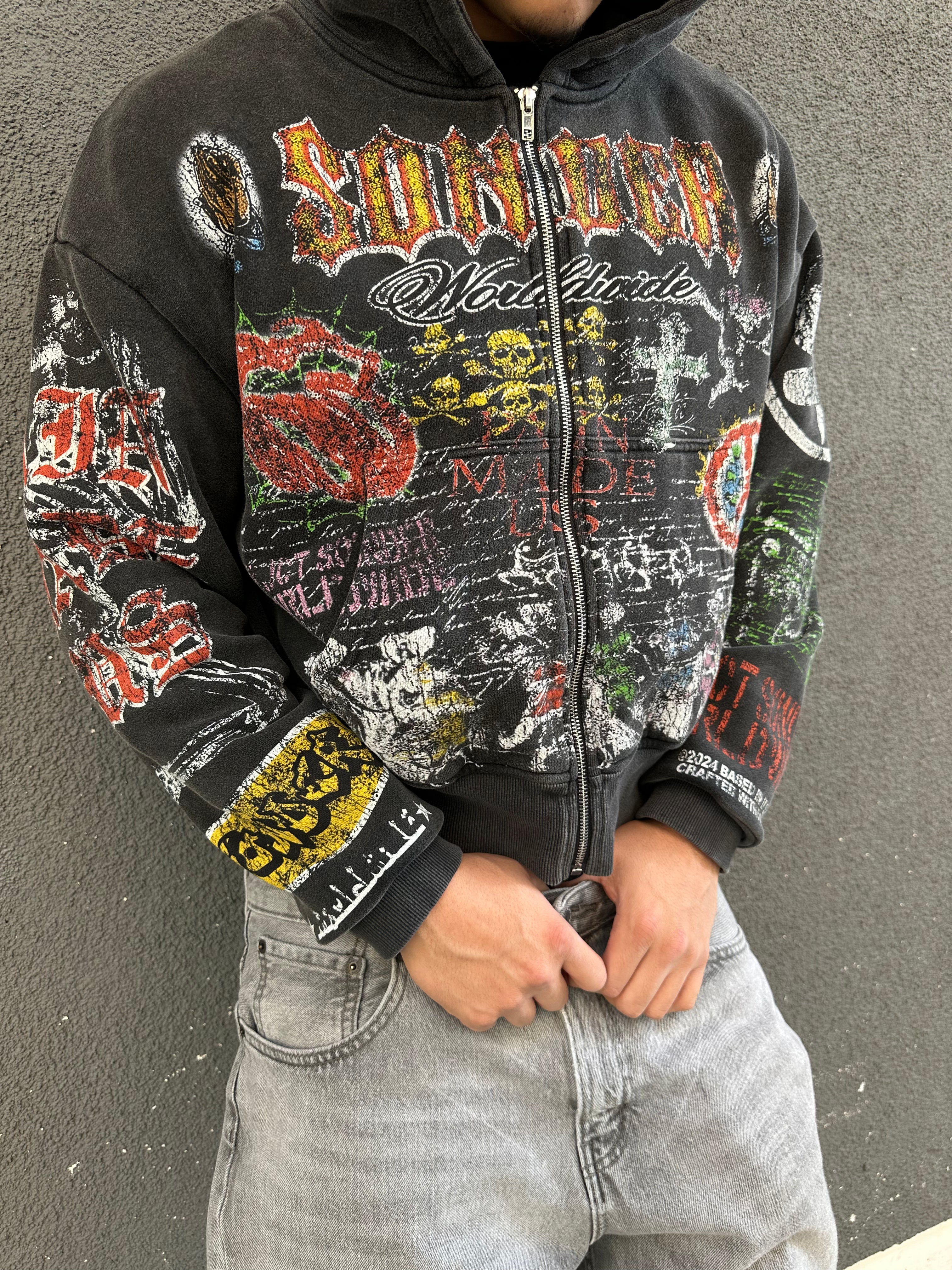 PAIN MADE US ZIP-UP [WASHED BLACK]