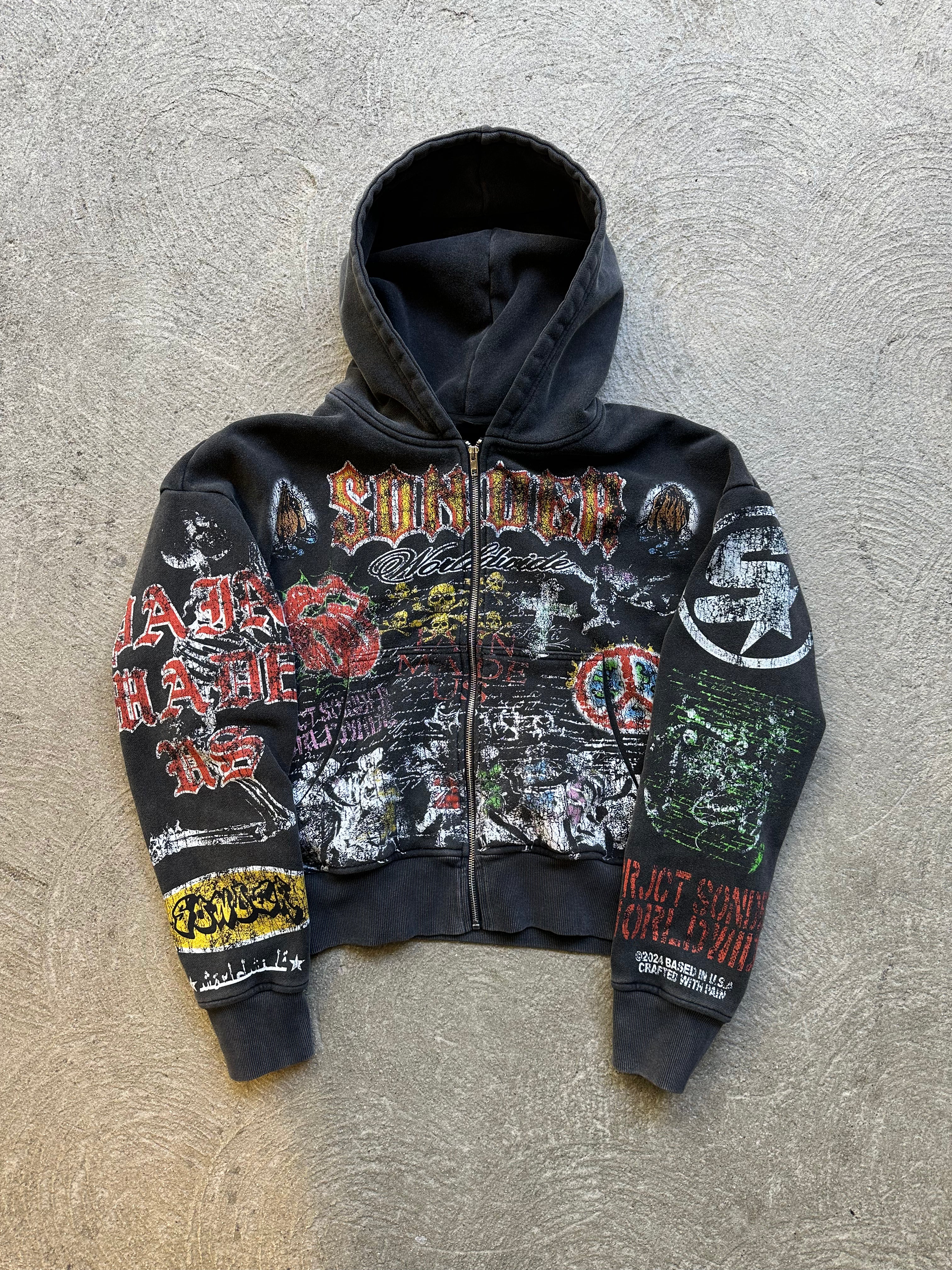 PAIN MADE US ZIP-UP [WASHED BLACK]
